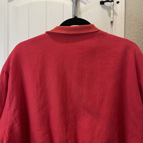 Silk Club Vintage Women’s 100% Linen Bomber Jacket Size L Zip Up Red - Picture 9 of 11